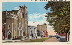 Innes Street Post Office Salisbury North Carolina 1940 postcard