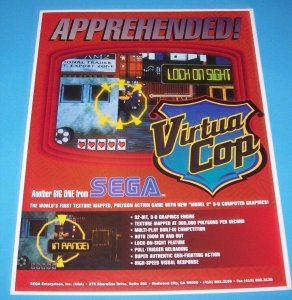 Virtua Cop Arcade Flyer Original NOS 1994 Video Game Promo Art Promo 8.5 x 11