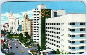 MIAMI BEACH, Florida  FL   Beautiful Hotels  SANS SOUCI  1953  Roadside Postcard