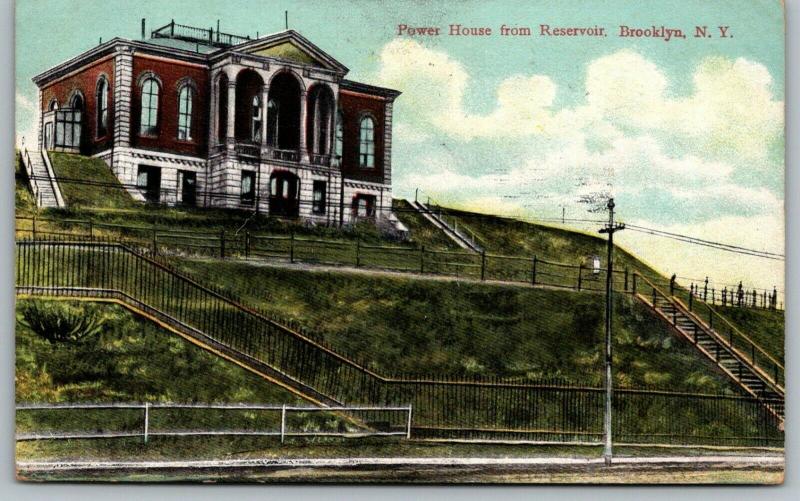 Brooklyn New York~Power House from Reservoir~2 Flights of Steps Uphill~1910 PC 