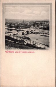 Germany Würzburg Vom Käppeleberg Gesehen Vintage Postcard C048