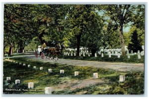 c1910 National Cemetery Horse Buggy Dirt Road Nashville Tennessee TN Postcard