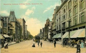 C-1910 Wyoming Avenue Trolley Scranton Pennsylvania 2855 Postcard 20-285