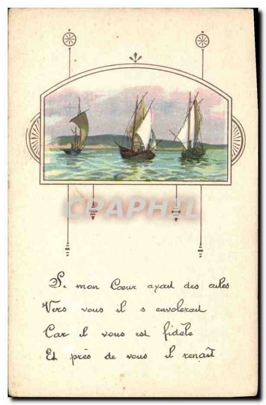 Old Postcard Fancy (drawing hand) Boats