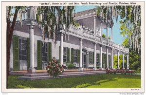 NATCHEZ, Mississippi, 1900-1910's; Linden, Home Of Mr. And Mrs. Frank Fauntle...
