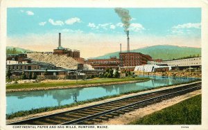 c1920 Postcard; Continental Paper & Bag Mills Factory, Rumford ME Oxford County