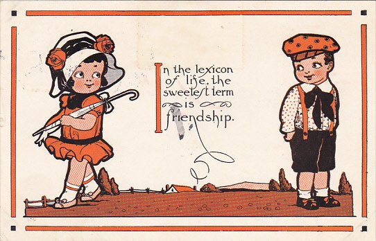 Young Girl and Boy Wearing Hats In The Lexicon Of Life Bergeman 1913