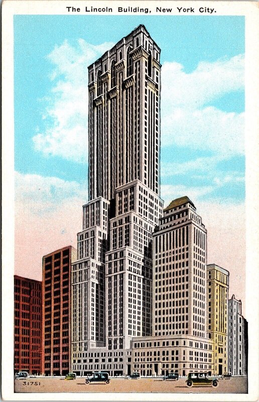 Lincoln Building Streetview Downtown New York City New York WB Postcard 