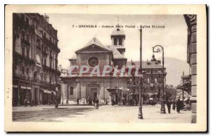 Old Postcard Grenoble Avenue Felix Poulat Church St Louis