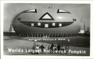 Halloween Worlds Largest Haloween Pumpkin 1987 Real Photo Postcard