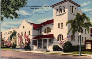 First Methodist Church Clearwater FL Florida Linen Postcard VTG UNP Curteich 