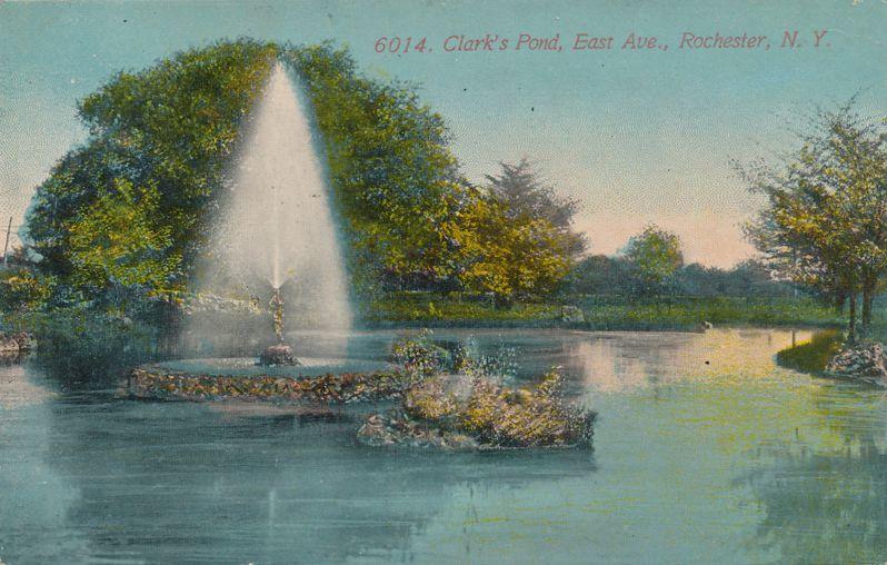 Fountain on Clarks Pond - East Avenue, Rochester, New York - pm 1914 - DB