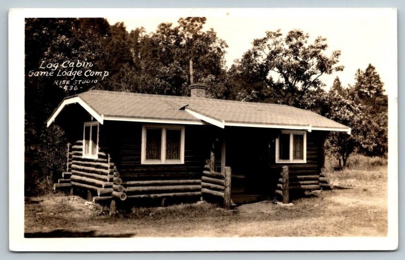 RPPC Log Cabin  Game Lodge Camp  South Dakota  Postcard