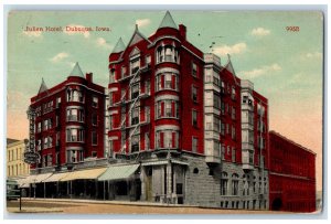 View Of Julien Hotel Building Exterior Scene Dubuque Iowa IA Antique Postcard