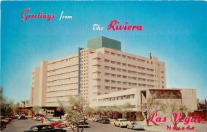 Postcard 1950s Nevada Las Vegas Riviera Hotel autos occupational NV24-2361