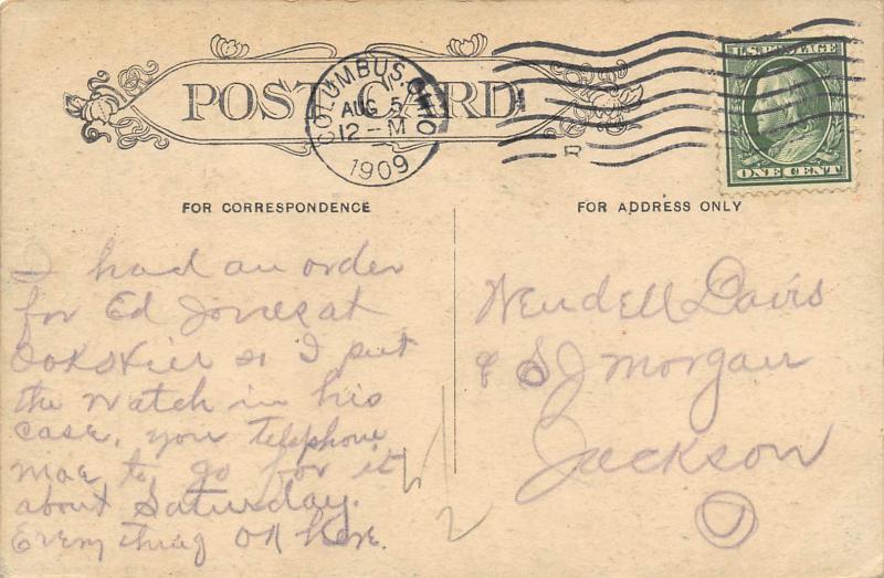 Columbus Ohio 1909 Postcard Carnegie Library