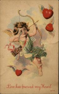 Valentine Cupid Hearts c1910 Postcard