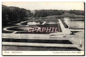 Old Postcard Chantilly great Parterre of Le Notre