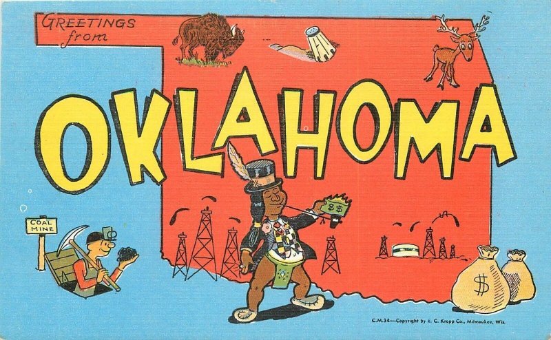 Postcard Oklahoma Large Letters Multi View Kropp 23-3082 