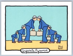 1980's CORPORATE PYRAMID*BUTT KISSING MEN*STEVE HOLST POSTCARD HUMOR