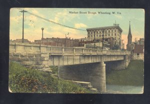 WHEELING WEST VIRGINIA MARKET STREET BRIDGE DOWNTOWN  VINTAGE POSTCARD 1910