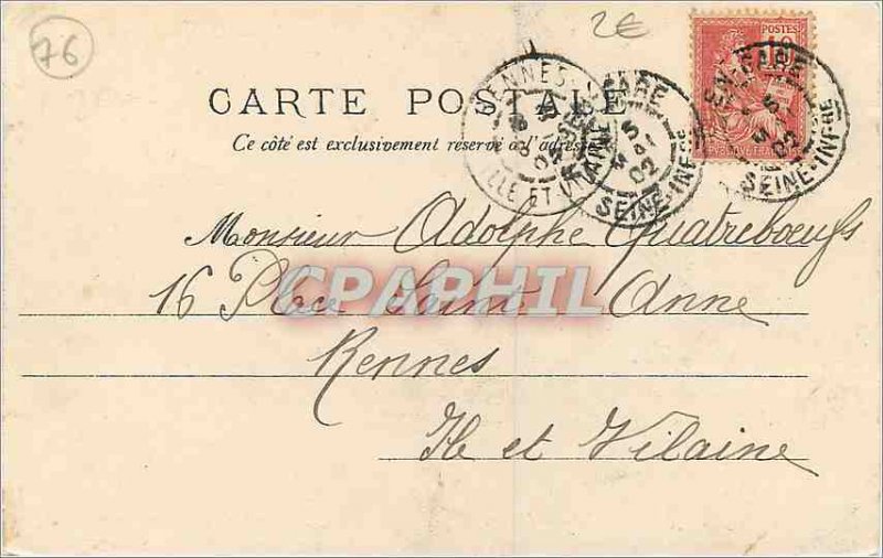 Postcard Old Courthouse Rouen (map 1900)