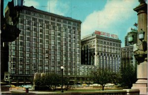 Vtg 1950s Pick Congress Hotel Old Cars Chicago Illinois IL Chrome Postcard