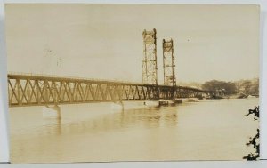 Rppc Bath Maine Drawbridge c1928 Wiscasset to Meriden CT Real Photo Postcard O15