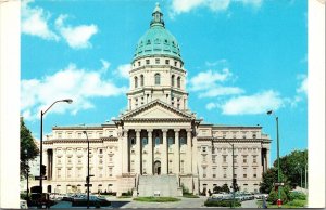 State Capitol Building 9th Street Topeka Kansas Streetview Chrome Postcard 