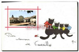 Old Postcard Fancy Remembrance Vaureilles Cat Kitten Kittens