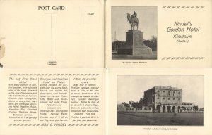 sudan, KHARTOUM, Kindel's Gordon Hotel, Statue (1910s) Double Postcard