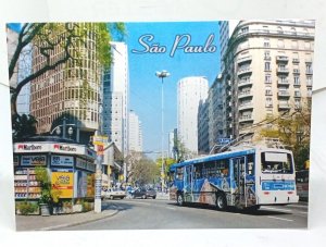 Trolleybus En Avenida Ipiranga Sao Paulo Brasil Vintage Postcard