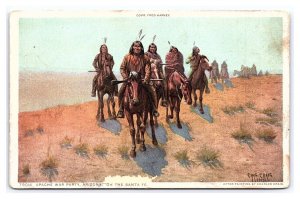 Apache War Party Arizona On The Santa Fe Postcard Geronimo Corp. Fred Harvey