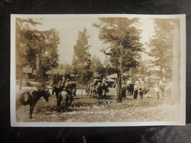 Mint Canada RPPC Postcard Slark Photo Hitching Rack Jasper Park