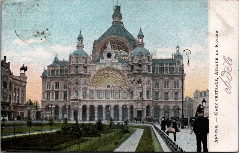 Belgium Anvers Gare Centrale Avenue De Keyzer Antwerp Postcard 04.35