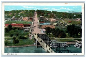 c1920 Aerial View Bridge Exterior Building Ferry Boats Branson Missouri Postcard