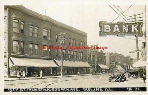 IL, Moline, Illinois, RPPC, 15th St From 5th Ave, Business Section, Photo No 31