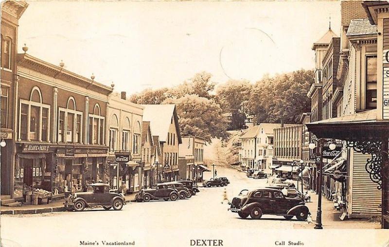 Dexter ME Main Street A&P Store Fronts Clear Image RPPC Postcard