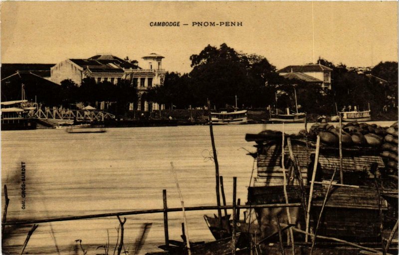 CPA AK Cambodge - Phnom-Penh - Town and River Scene INDOCHINA (967366)