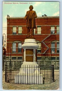 1910 Rochester New York NY Vintage Postcard Douglass Statue Sculpture Building