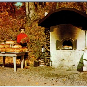 c1960s Quebec, Canada Our Bread Woman Cook Outdoor Oven French Postcard PC A256