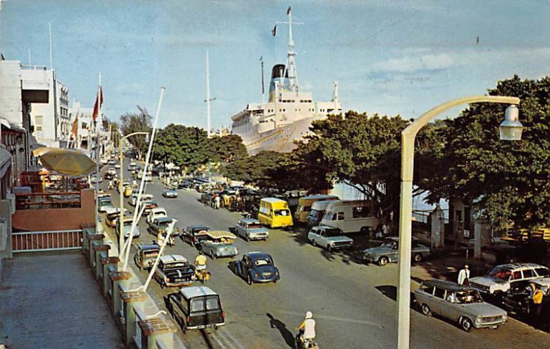 Front Street, Cruise Ship Olympia Docked Bermuda 1970 