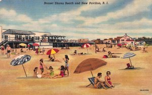 Bonnet Shores Beach and New Pavilion, Rhode Island, Early Linen Postcard, Unused