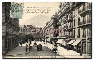Grenoble - La Rue Moliere - Place Victor Hugo - Old Postcard