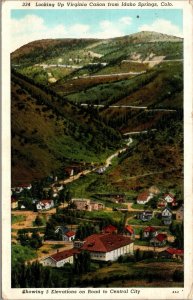 Postcard Looking Up Virginia Canon from Idaho Springs, Colorado~1740 