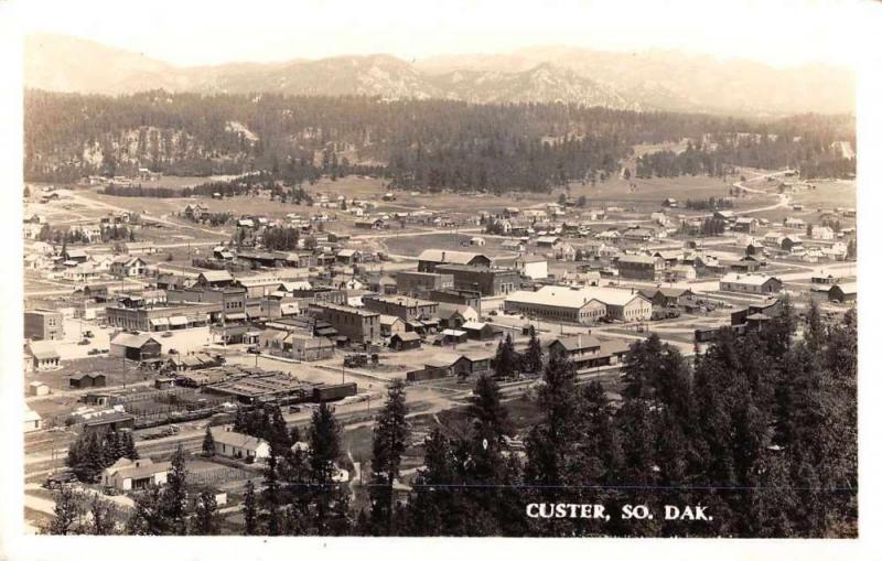 Custer South Dakota Birds Eye View Real Photo Antique Postcard J73360