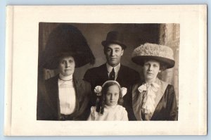 Rockford Illinois IL Postcard RPPC Photo Family Woman With Big Hat 1911 Antique