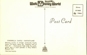 Vtg Chrome Postcard Walt Disney World 1970s Cinderella Castle Fantasy Land UNP