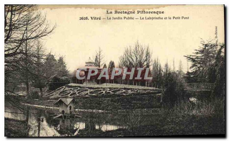 Old Postcard Vitre The Public Garden Labyrinth and the Petit Pont