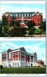 STILLWATER, OK ~ OKLAHOMA A.& M. COLLEGE Girls Dorm~Morrill Hall c1920s Postcard